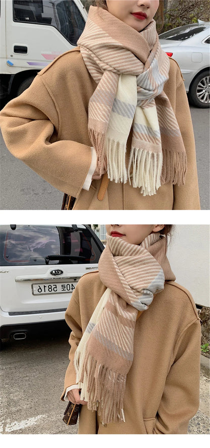 New Women Scarf Autumn Winter Vintage Preppy Style Plaid Wrap Scarve Pashmina Mujer Femme Foulard Bufanda Shawl Unisex Men