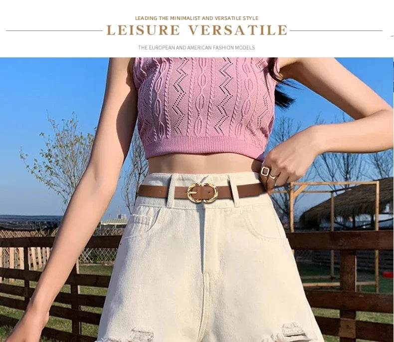 3pc New Women'S Minimalist and Stylish Versatile Belts, Classic Belts for Jeans and Dresses, Solid Color Elegant Belts