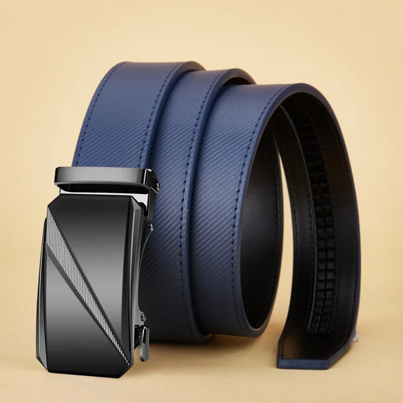 Belt for men Blue Striped Belt Automatic Buckle Belts Fashion Jeans Belt Designer Belts Genuine Leather Belt