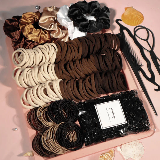 Hair Accessories for Woman Set Seamless Fashionable Brown Ponytail Holders Variety Hair Scrunchies HairBands Scrunchy Hair Ties