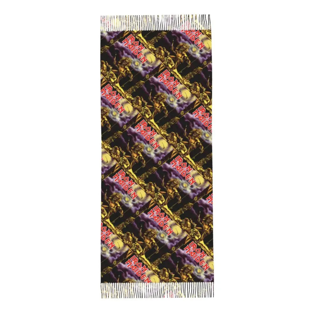 Custom Female Large British Heavy Metal Rock Iron Maidens Scarves Women Winter Soft Warm Tassel Shawl Wraps Scarf
