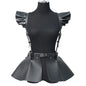 skirt Women's Belts Fashion Leather Body Harness Belt Skirt With Ruffle Hem Gothic Style Waist &Shoulder Belt Clothing Accessory