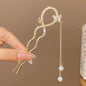 Fashion Hair Accessories Metal U Shape Hair Clip For Women Elegant Simulated Pearl Tassels Hairpin Female Headwear Gifts