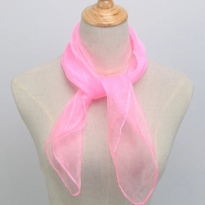 Women Square Scarf Skinny Ribbon Head Neck Small Pleated Hair Tie Band Kerchief Satin Foulard Scarves Headscarf Neckerchief