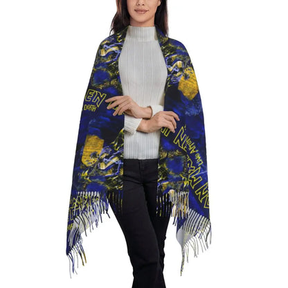 Custom Female Large British Heavy Metal Rock Iron Maidens Scarves Women Winter Soft Warm Tassel Shawl Wraps Scarf
