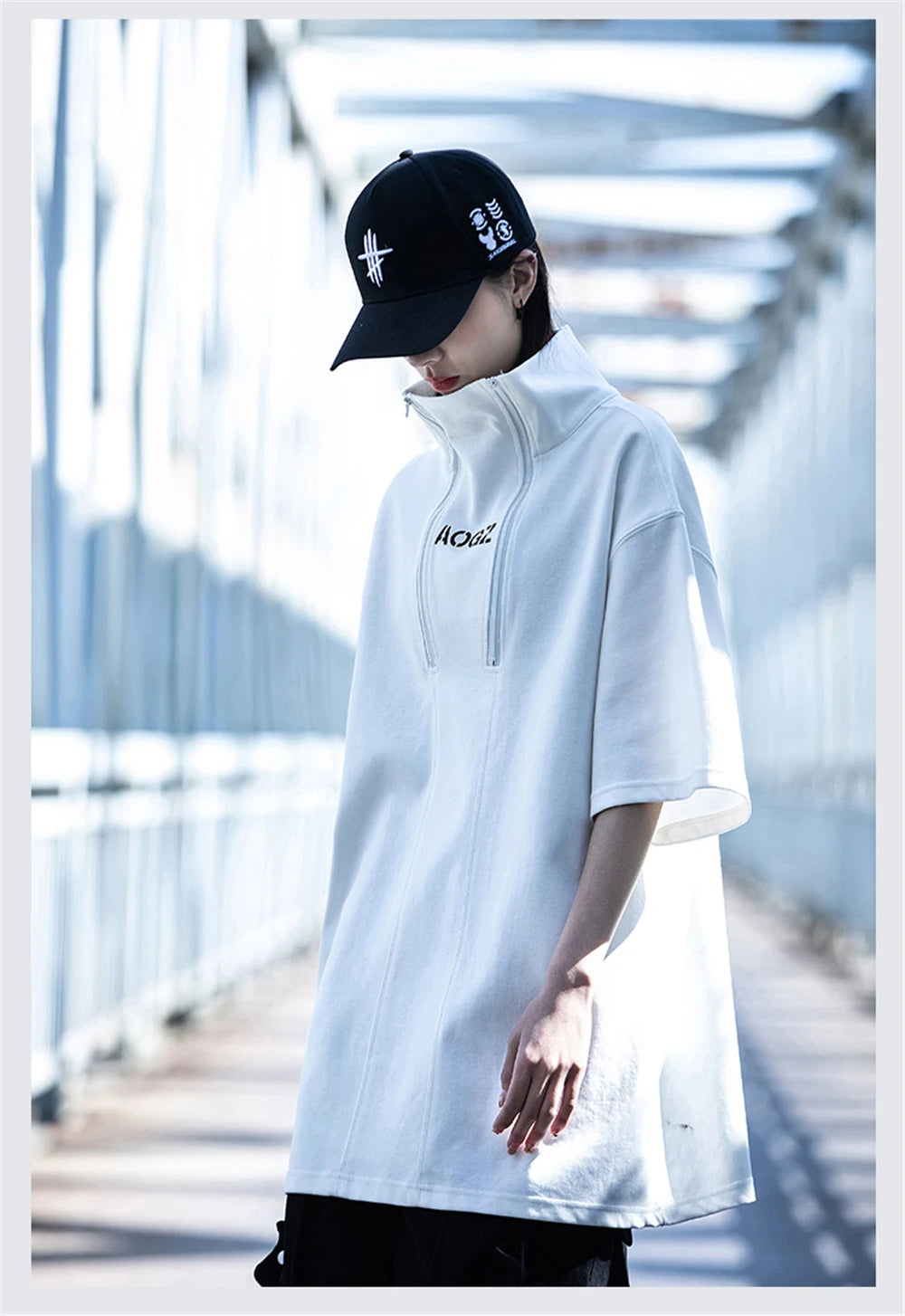 Techwear Turtleneck T-Shirt Men Hip Hop Spring Summer Harajuku Tshirt Loose Short Sleeve Tops Tees Shirts Streetwear