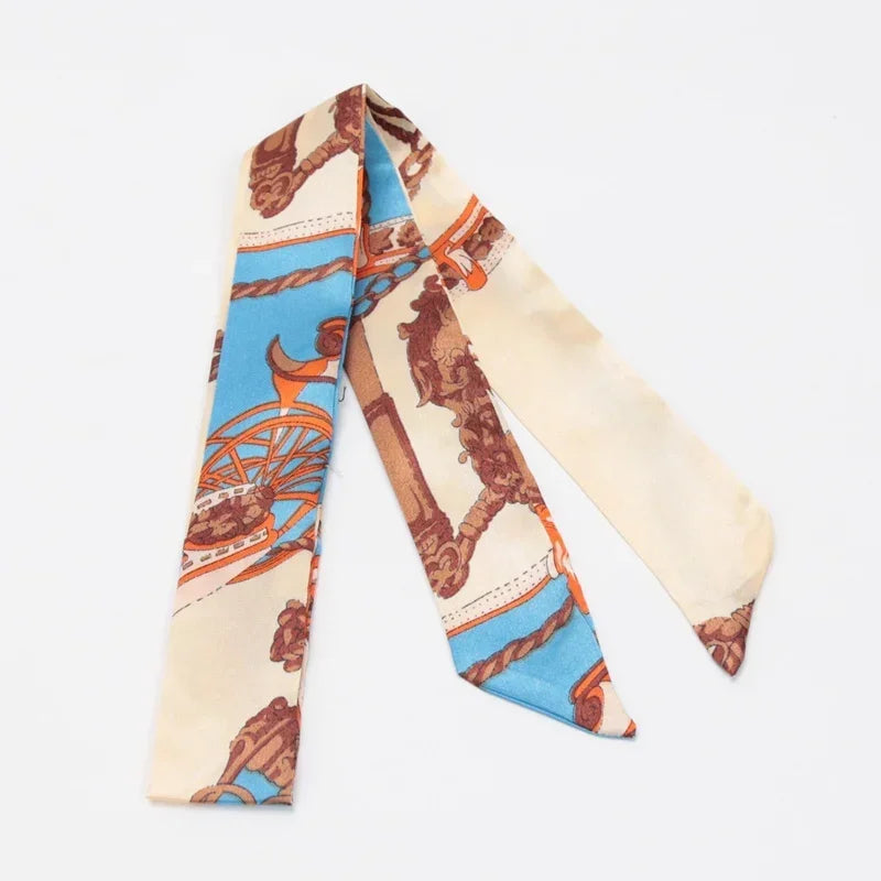 Skinny Scarf Hair Small Women Simple Style Handle Ribbon Fashion Printing Hairband Headscarf Beautiful Scarves Bags for Women