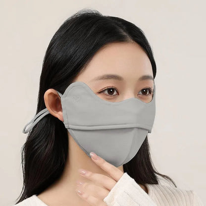 Sunscreen Face Scarf Thin Ice Silk Mask Summer Cover Veil Eye Protection Gini Golf Pattern Randomly On The Left Or Right Faces