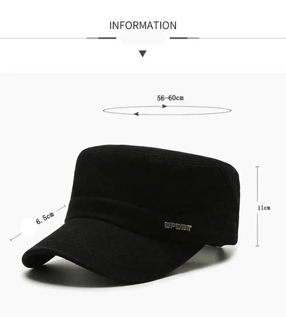 Hat Men's Flat Military Hat Is Simple And Versatile, Middle-Aged Hat Spring And Autumn Duck Tongue Casual Fashion New Style