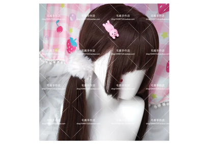 Anime accessories White Fur Hair Ring Japanese Girl Lolita Double Horsetail Hair Ornament Hair Rope kawaii accessories