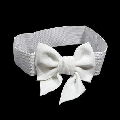 1PC New Fashion Elegant Large Bow Elastic Belts for Women Wide Side Belt Dress Female Jeans Waistband Trouser Accessory