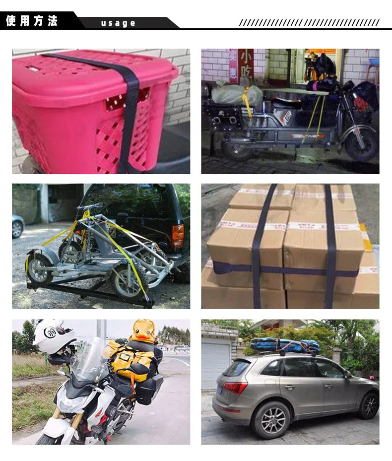 3pcs 2M Buckle Tie-Down Belt cargo straps for Car motorcycle bike With Metal Buckle Tow Rope Strong Ratchet Belt for Luggage Bag