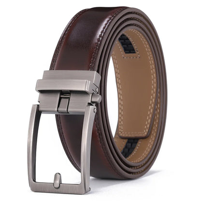 Click Belts for Men Luxury Brand Designer Automatic Buckle Real Original Genuine Leather Men's Belt Male Jeans Waist Straps