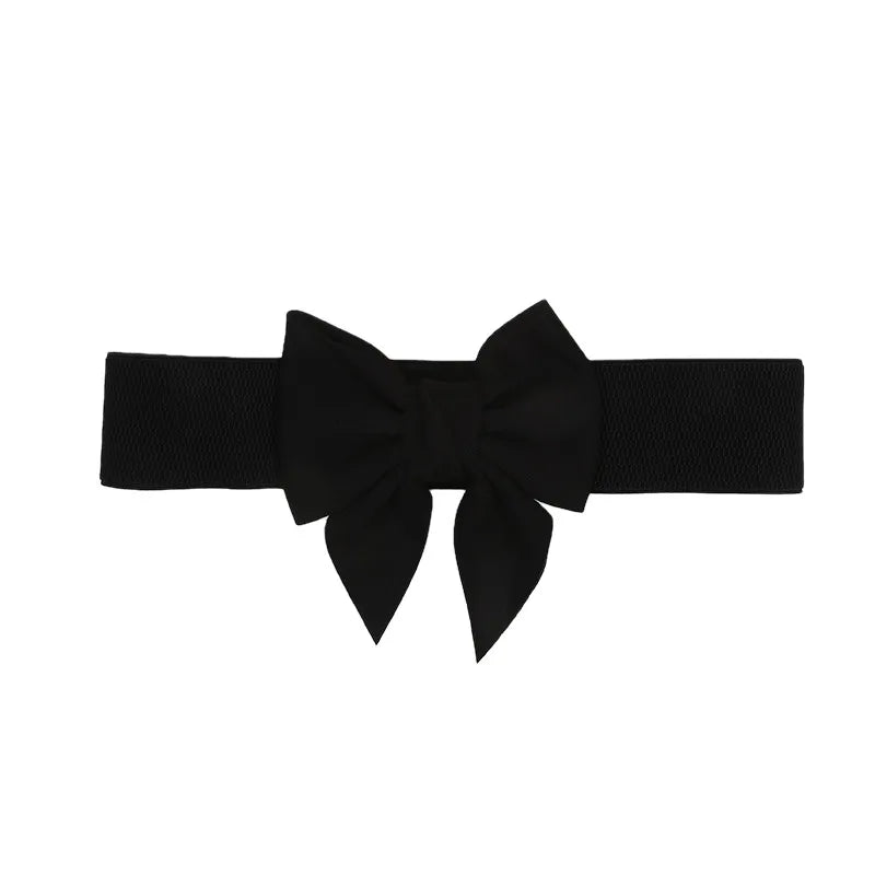 1PC New Fashion Elegant Large Bow Elastic Belts for Women Wide Side Belt Dress Female Jeans Waistband Trouser Accessory