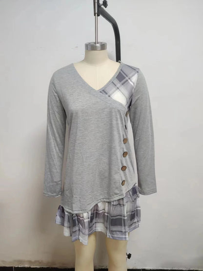 Dresses for Women European and American autumn and Winter Elegant Everyday Loose Party Dress Buttons Long Sleeve Dress