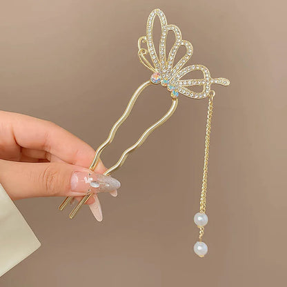 Fashion Hair Accessories Metal U Shape Hair Clip For Women Elegant Simulated Pearl Tassels Hairpin Female Headwear Gifts