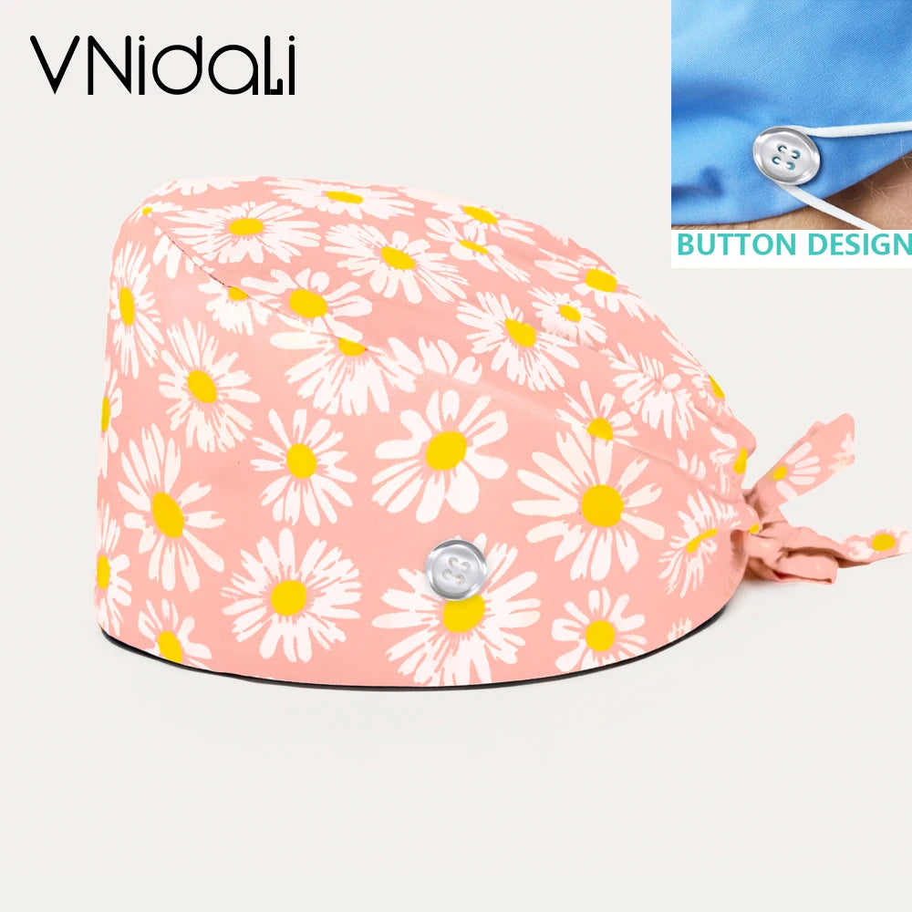 Women Beauty Work Hats Pet Grooming Nursing Work Scrub Hats Surgical Hats for doctors nurse hats scrub cap with button