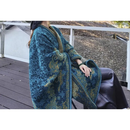 Scarves Woman Bohemian Ethnic Style Retro Shawl for Women Scarf Atmospheric Cloak Outdoor Wear Echarpe Épaisse Evening Service