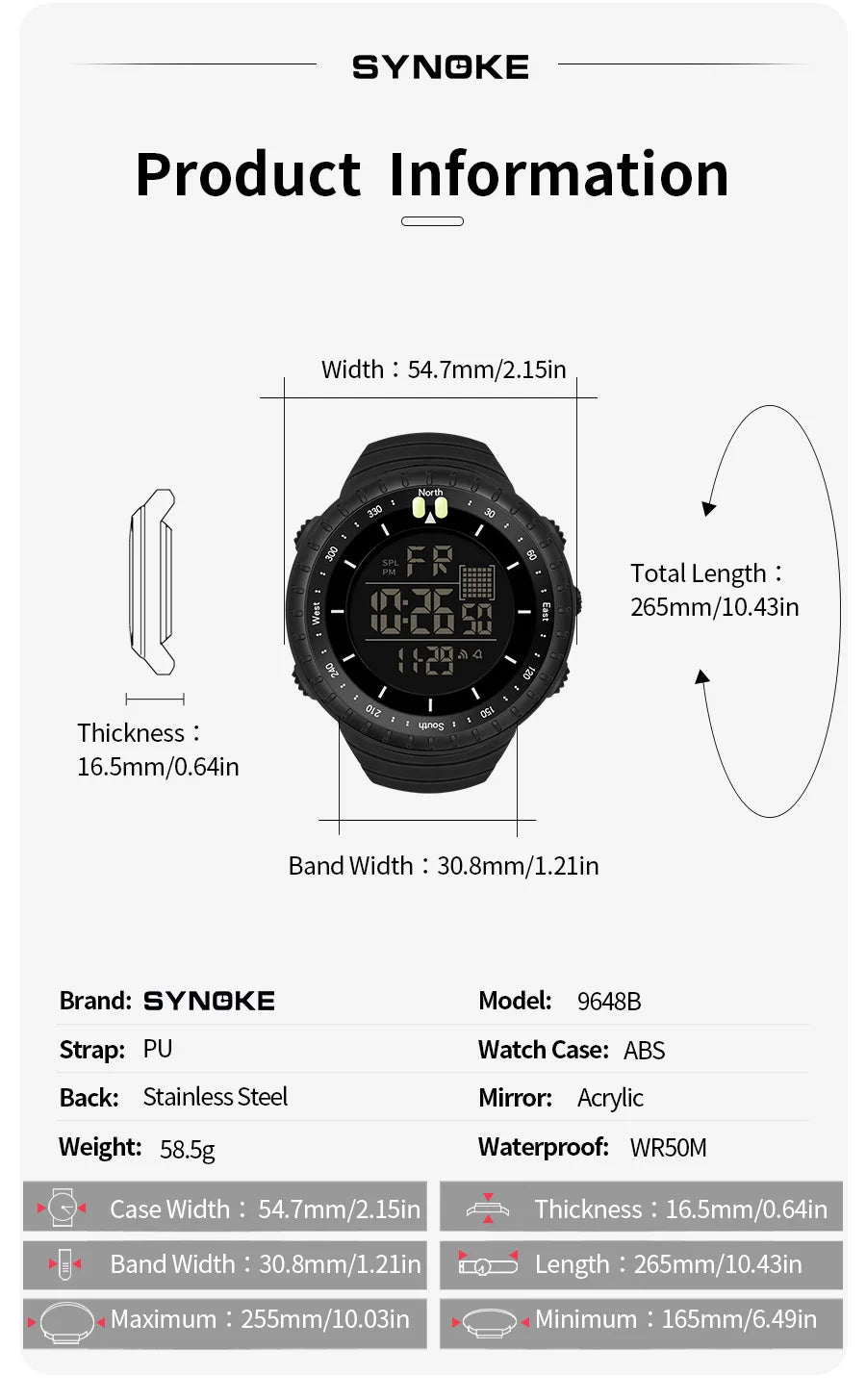 SYNOKE Outdoor Military Digital Watch For Men Fashion Retro Men Watch Sports Waterproof Men Watch Multifunctional Handsome Men