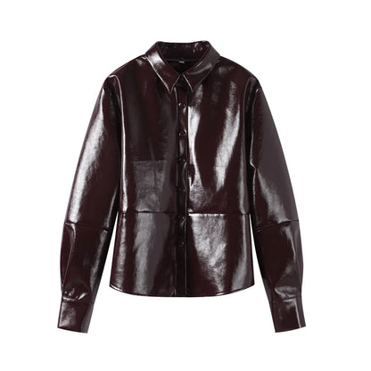 Fashion Women PU Skirt Set Casual Single Breasted Long Sleeve Female Jacket Hip Package Short Skirts Suit 2024 Lady Streetwear