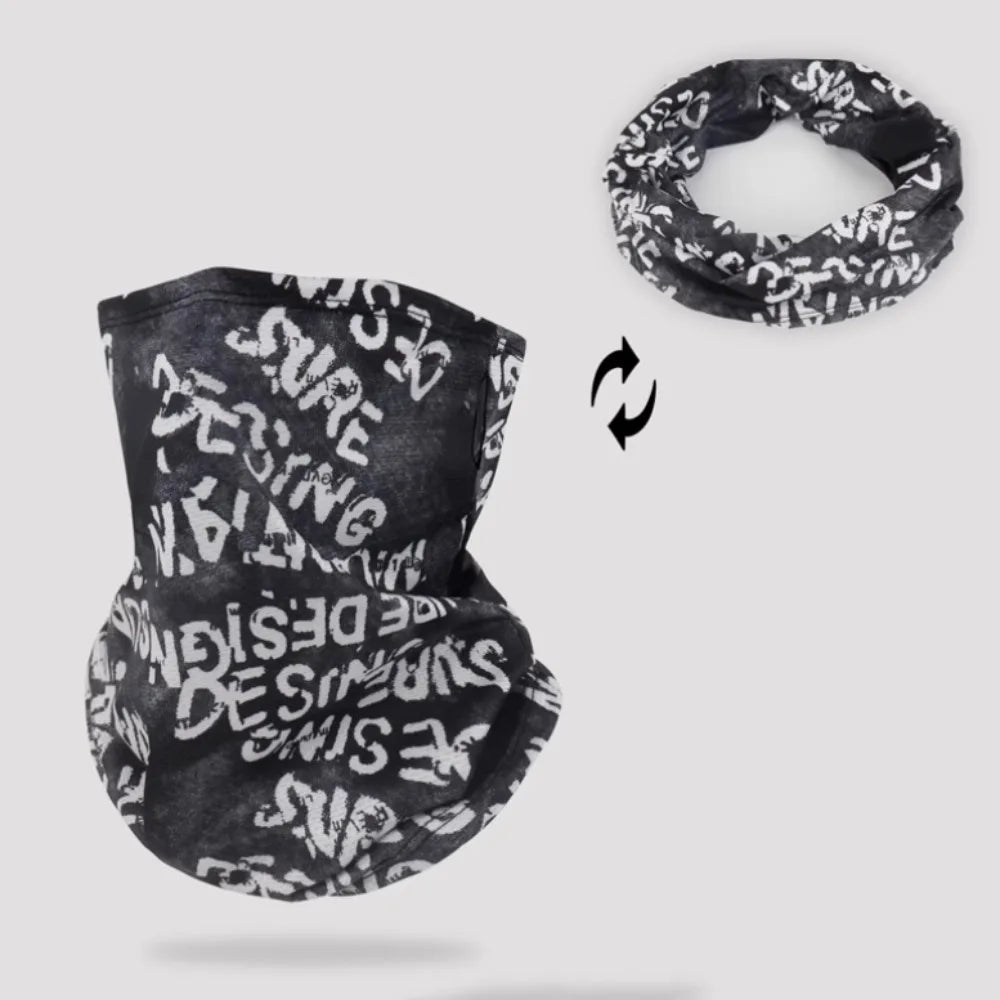 Scarves English Graffiti Sunscreen Face Mask UV Protection Shading Riding Mask Personal Breathable Ice Silk Face Towel Summer