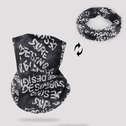 Scarves English Graffiti Sunscreen Face Mask UV Protection Shading Riding Mask Personal Breathable Ice Silk Face Towel Summer