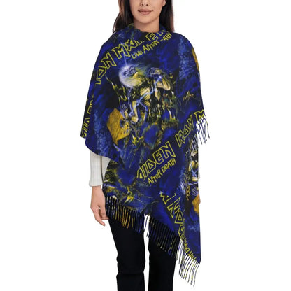 Custom Female Large British Heavy Metal Rock Iron Maidens Scarves Women Winter Soft Warm Tassel Shawl Wraps Scarf