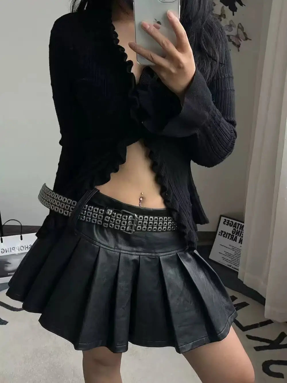 Women Belt Fashion Square Beads, Willow Nails, Three Exhaust Eyes, Punk Street Cool, Personalized Men's and Women's Belts