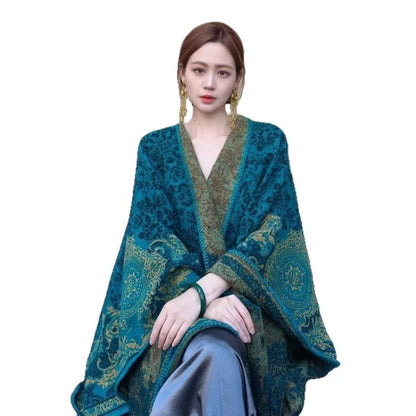 Scarves Woman Bohemian Ethnic Style Retro Shawl for Women Scarf Atmospheric Cloak Outdoor Wear Echarpe Épaisse Evening Service