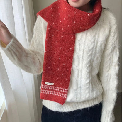 Women's Scarves Korean Retro Fair Island Simple Sweet Versatile Kawaii Wool Winter Thicked Warmth Comfortable High Quality Scarf