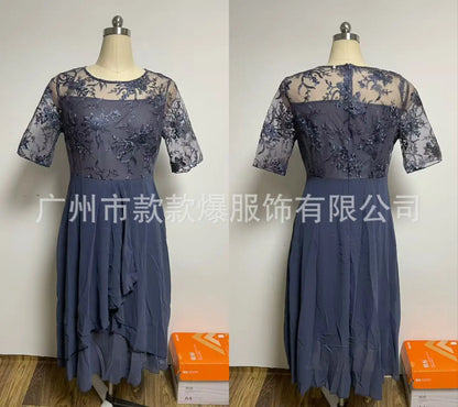 Evening Dress Vestidos Dresses 2025 Woman Elegant Temperament Gentle SlimI Irregular Solid Color Fashion Banquet Chiffon French