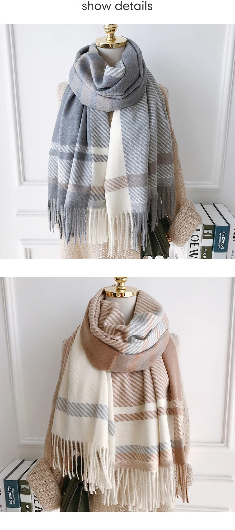New Women Scarf Autumn Winter Vintage Preppy Style Plaid Wrap Scarve Pashmina Mujer Femme Foulard Bufanda Shawl Unisex Men