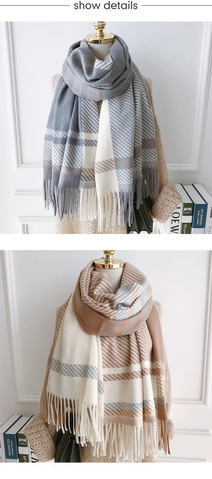 New Women Scarf Autumn Winter Vintage Preppy Style Plaid Wrap Scarve Pashmina Mujer Femme Foulard Bufanda Shawl Unisex Men