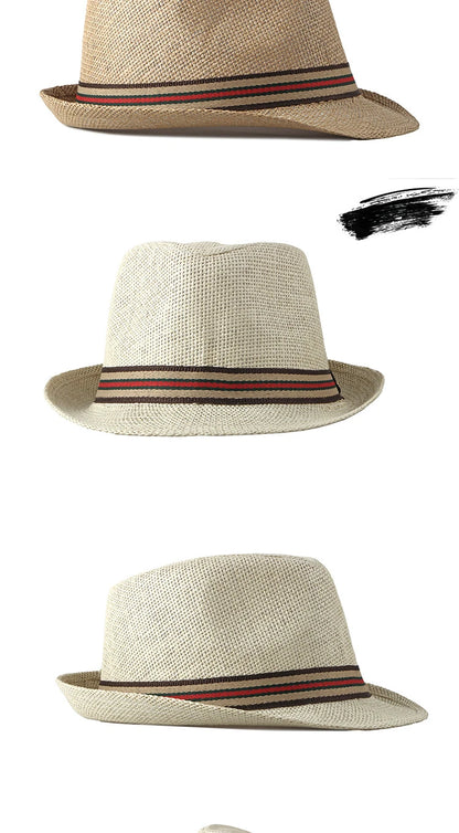 Women Beach Hats in Spring Summer British European and American Jazz Hats Men Fedoras Straw Hats Outdoor Travel Bucket Sun Hats
