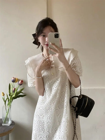 Female Dresses White Formal Women's Dress Occasion Birthday Kawaii Lace Clothing Y2k Fashion Summer 2025 Elegant and Beautiful