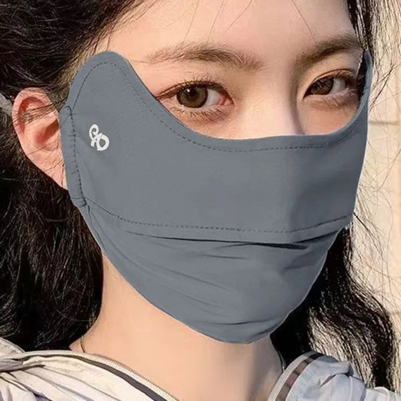 Sunscreen Face Scarf Thin Ice Silk Mask Summer Cover Veil Eye Protection Gini Golf Pattern Randomly On The Left Or Right Faces