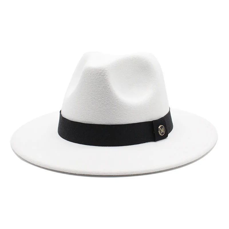 Fedora Hats for Women Fashion Elegant Bowler Dress Caps Panama Church Wedding Ribbon Band Hat Men Felt Jazz Hat
