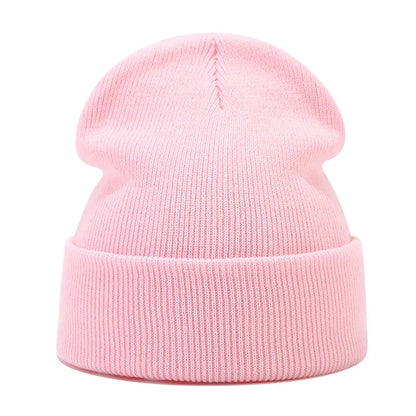 Knitted hats for men and women in autumn and winter, pure color, simple and versatile. Knitted hats with pullovers and cold hats