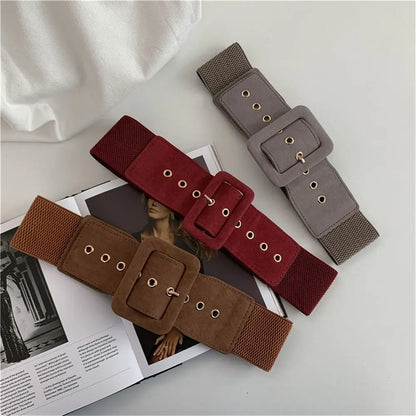 Women Belt Stretch Wide Waist Belts Metal Buckle Leather Strap Female Apparel Accessories Dress Waist Apparel & Accessories