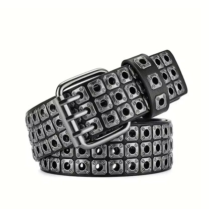 Women Belt Fashion Square Beads, Willow Nails, Three Exhaust Eyes, Punk Street Cool, Personalized Men's and Women's Belts