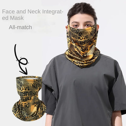 Scarves English Graffiti Sunscreen Face Mask UV Protection Shading Riding Mask Personal Breathable Ice Silk Face Towel Summer