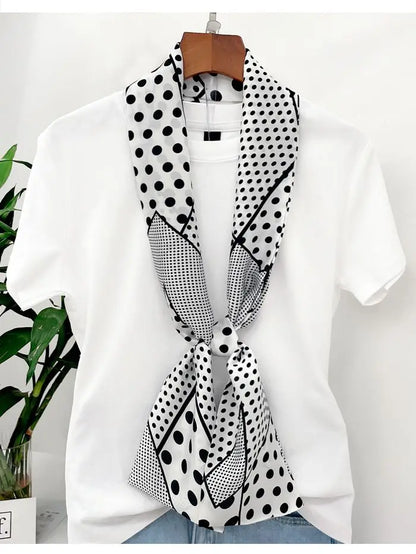Men's Long Small Silk Scarves with Suits Spring Autumn New Fashionable Versatile Decorative Korean Version Thin  Narrow Scarves