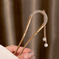 Fashion Hair Accessories Metal U Shape Hair Clip For Women Elegant Simulated Pearl Tassels Hairpin Female Headwear Gifts