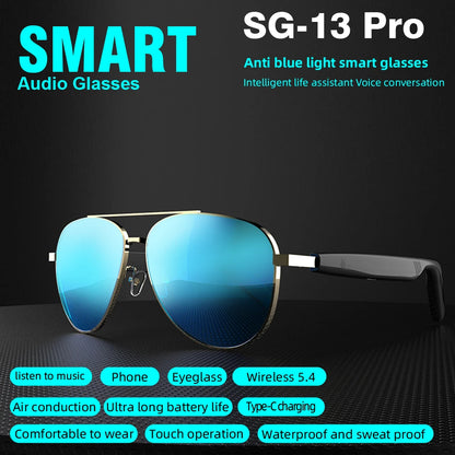 SG-13 Smart glasses, Bluetooth earphones, clear vision | UV resistant touch function | Versatile facial features