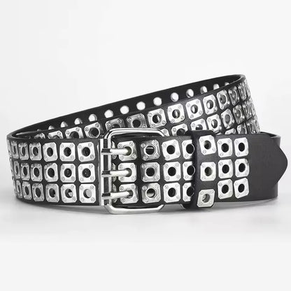 Women Belt Fashion Square Beads, Willow Nails, Three Exhaust Eyes, Punk Street Cool, Personalized Men's and Women's Belts