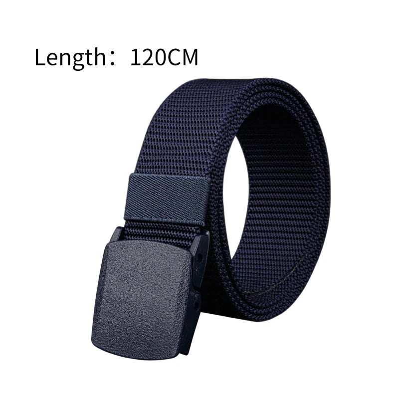Men Belts Fashion Unisex Jeans Belts Adjustable Belt Men Outdoor Travel Hunting Waist Belt Automatic Plastic Buckle for Pants
