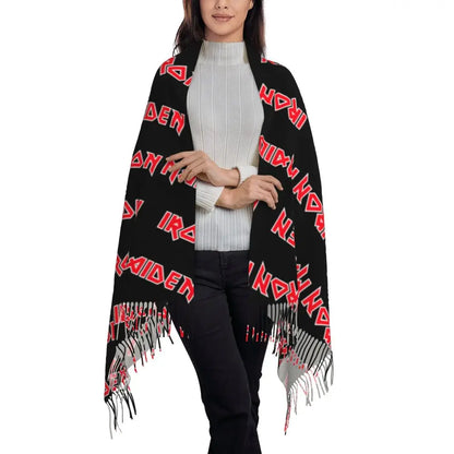 Custom Female Large British Heavy Metal Rock Iron Maidens Scarves Women Winter Soft Warm Tassel Shawl Wraps Scarf