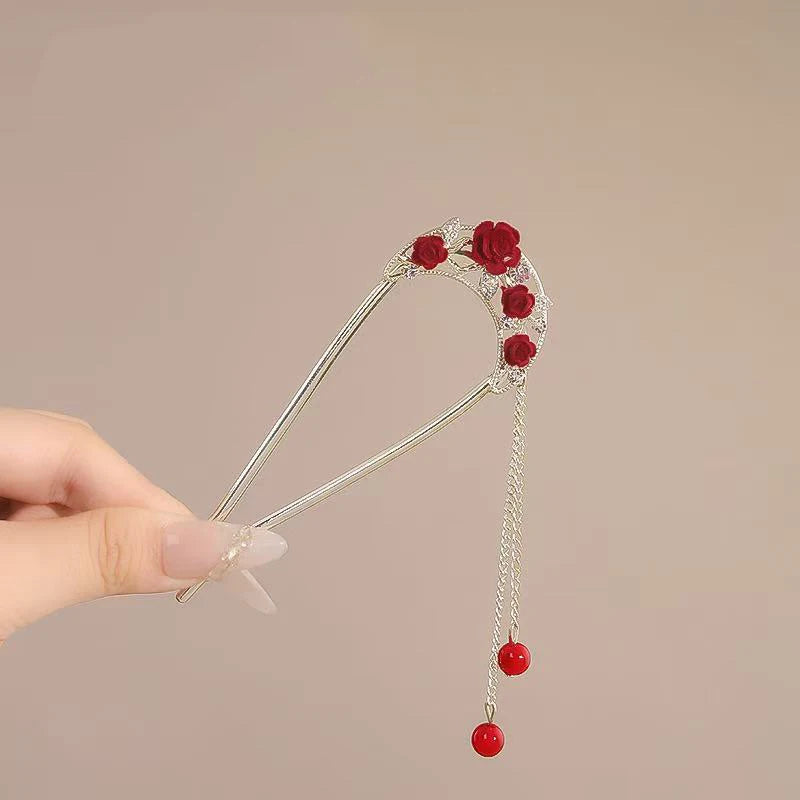 Fashion Hair Accessories Metal U Shape Hair Clip For Women Elegant Simulated Pearl Tassels Hairpin Female Headwear Gifts