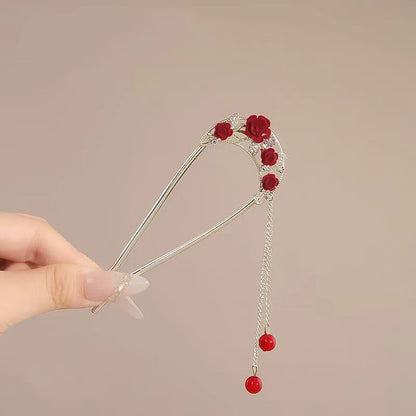 Fashion Hair Accessories Metal U Shape Hair Clip For Women Elegant Simulated Pearl Tassels Hairpin Female Headwear Gifts