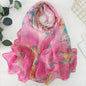 Women Elegant Chiffon Silk Scarves Fashion Versatile Flower Wraps Summer Beach Sunscreen Thin Scarf Georgette Bandana Hijab